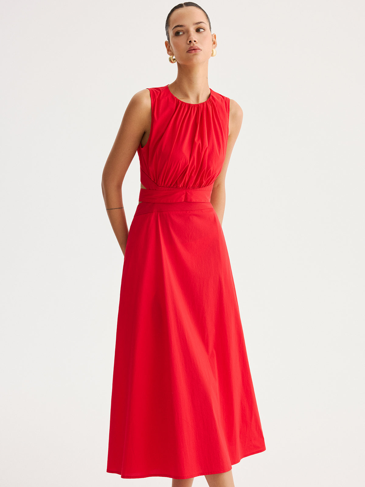 Tie-Back Cut-Out Waist Maxi Dress