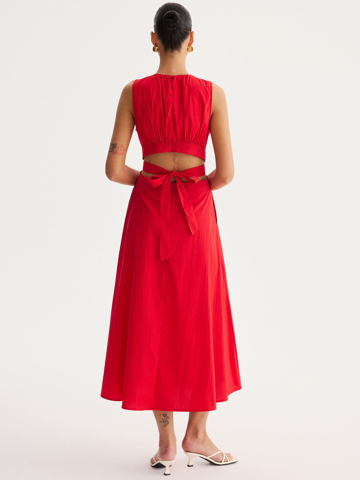 Tie-Back Cut-Out Waist Maxi Dress