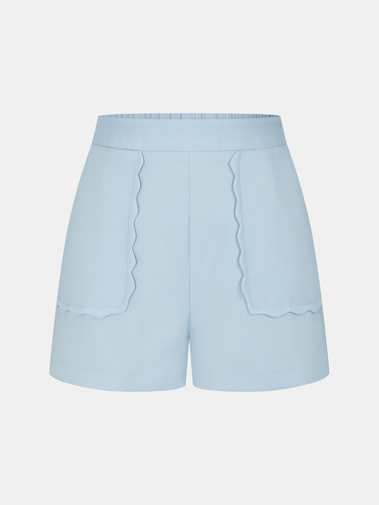 Casual Scalloped Trim Tank Top & Shorts Set
