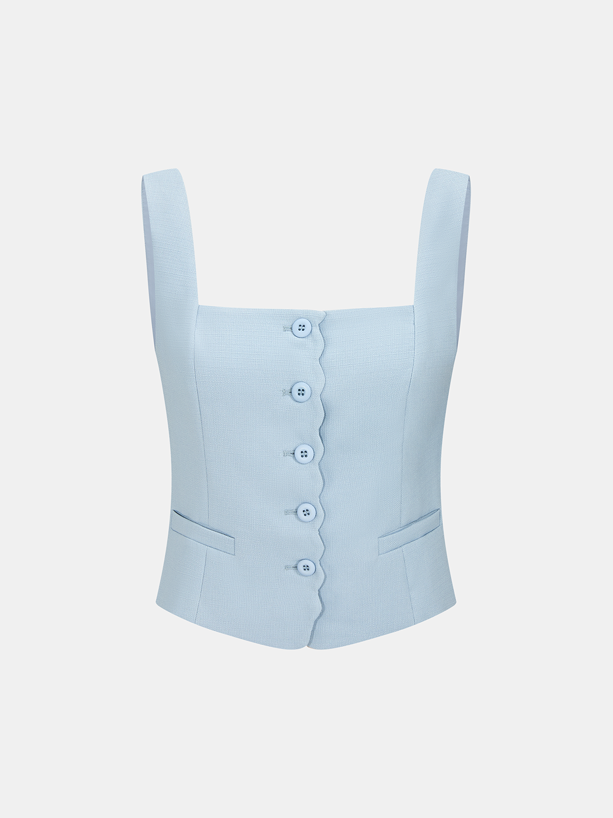 Casual Scalloped Trim Tank Top & Shorts Set