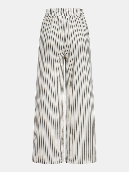 Cotton Striped Cross Wrap Top & Pants Set
