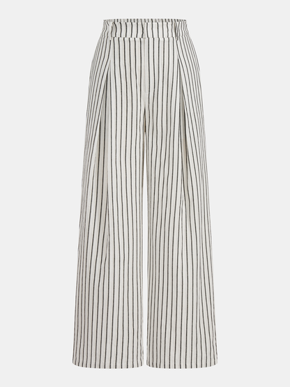 Cotton Striped Cross Wrap Top & Pants Set