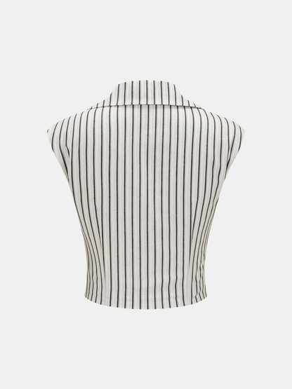 Cotton Striped Cross Wrap Top & Pants Set