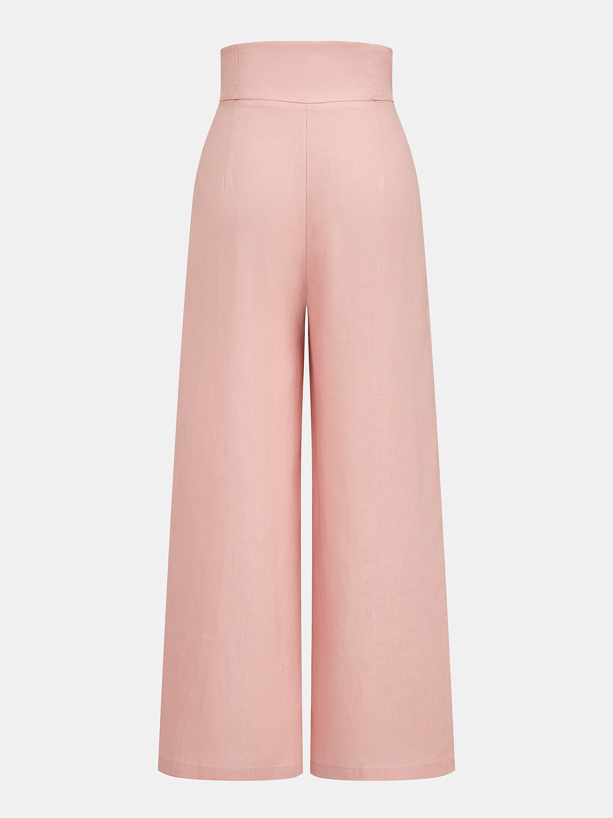 Linen Blend Crop Top & Buckle Detail Pants Set