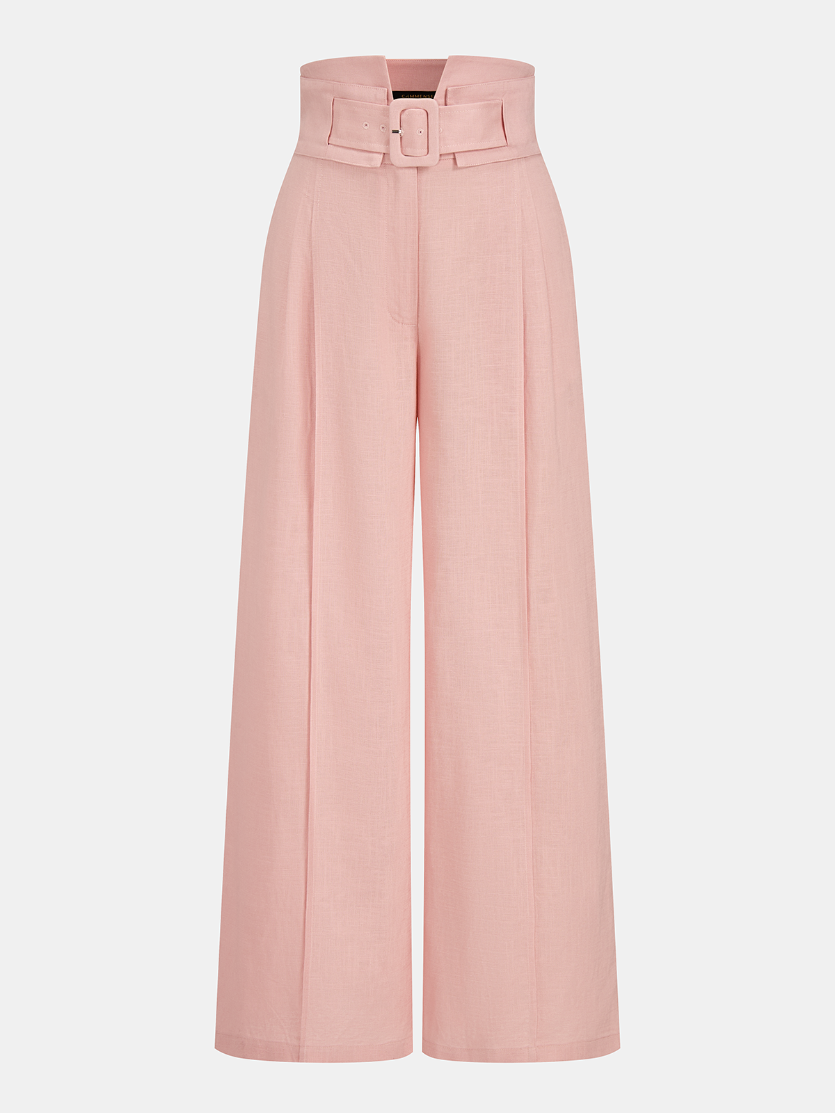 Linen Blend Crop Top & Buckle Detail Pants Set