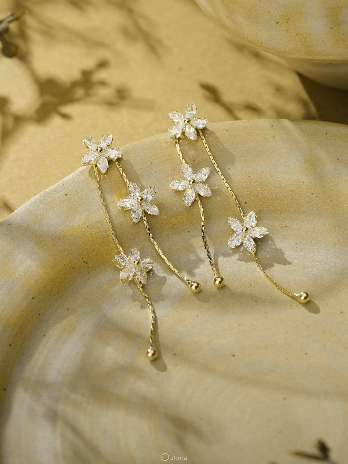 Multi Flower Long Drop Earrings