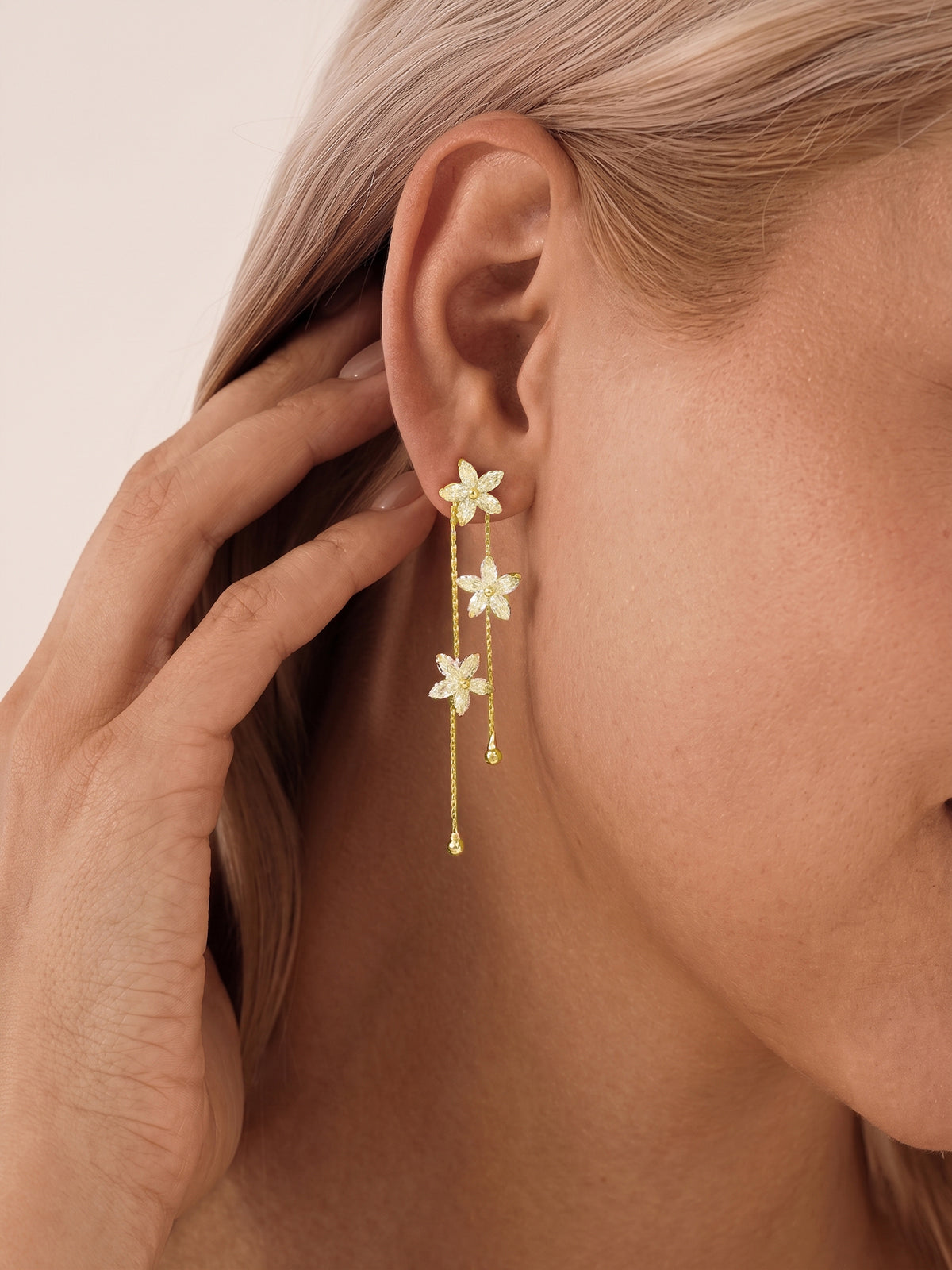 Multi Flower Long Drop Earrings
