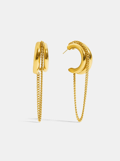 Chain Tassel C-Hoop Earrings