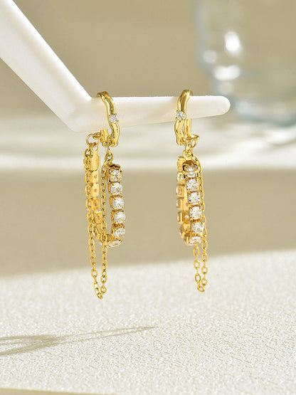Dangling Chain Zircon Ear Cuff Earrings