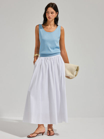 Lurex Knit Deep V-Back Tank Top