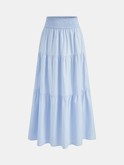 Cotton Smocked Tie-Front Top & Tiered Skirt Set