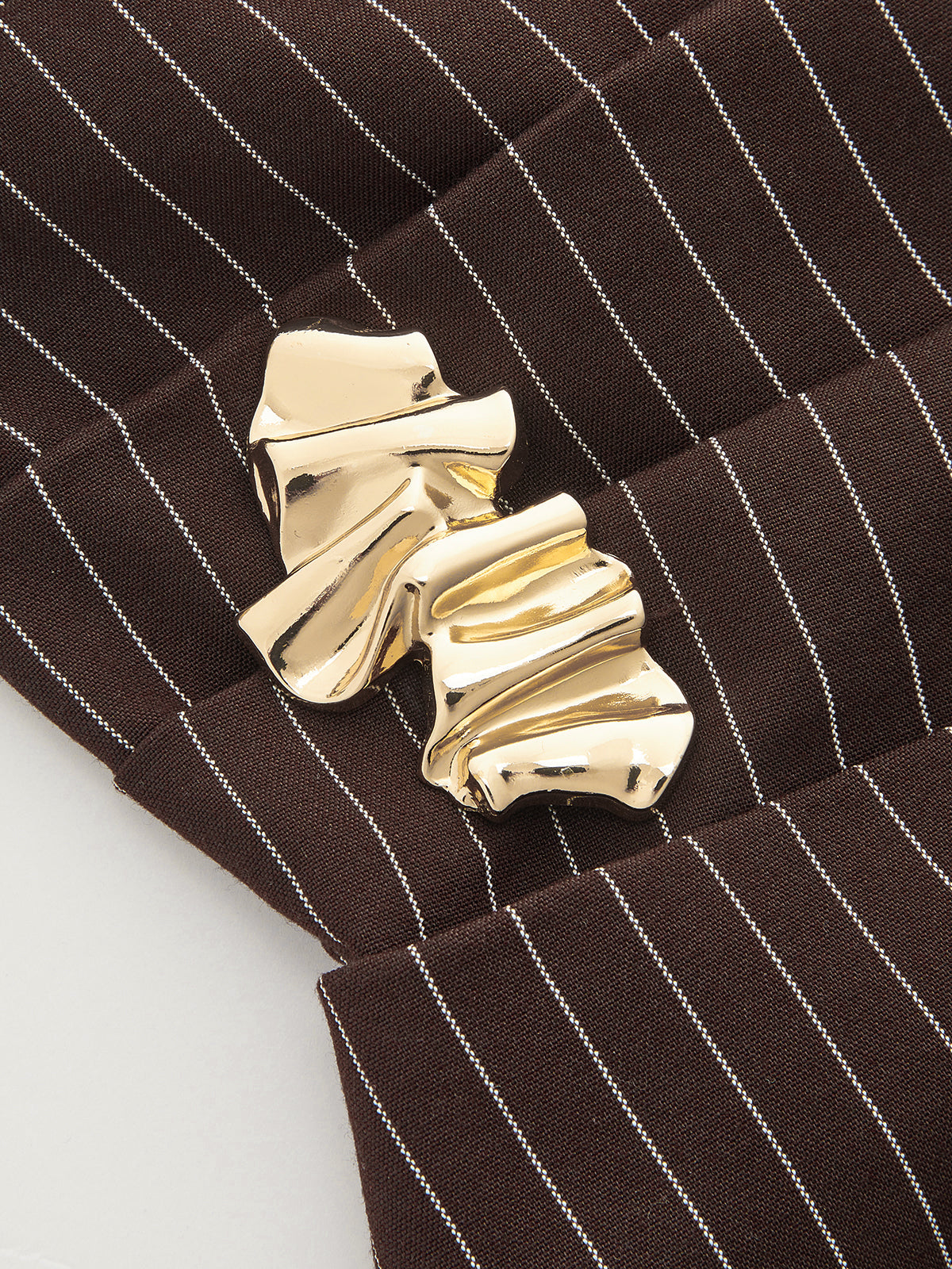Pinstripe Sleeveless Blouse & Wide-Leg Pants Set