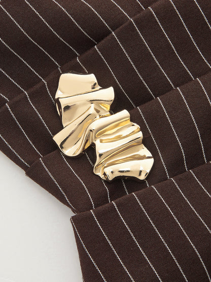 Pinstripe Sleeveless Blouse & Wide-Leg Pants Set