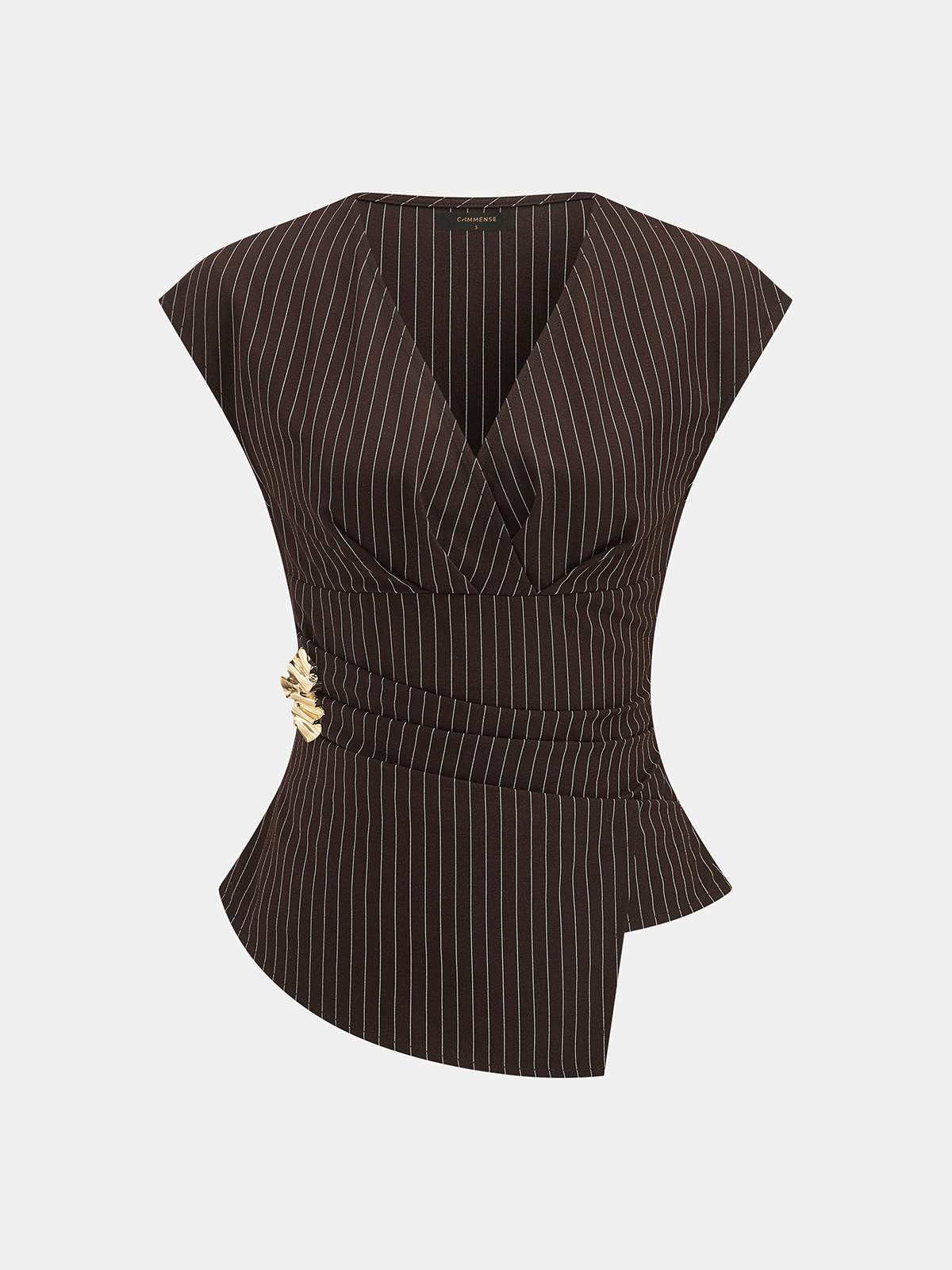 Pinstripe Sleeveless Blouse & Wide-Leg Pants Set