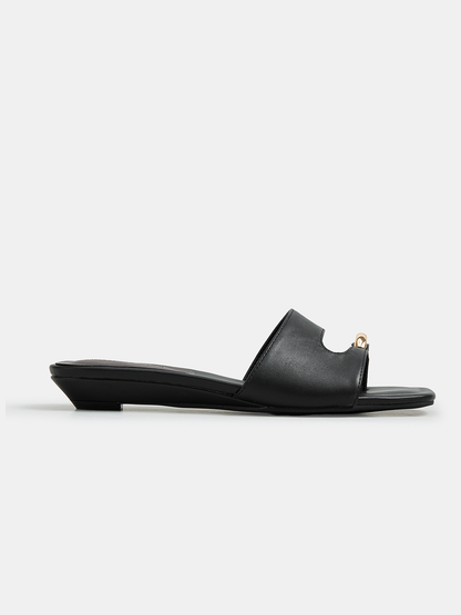 Metal Decor Toe Ring Slide Sandals