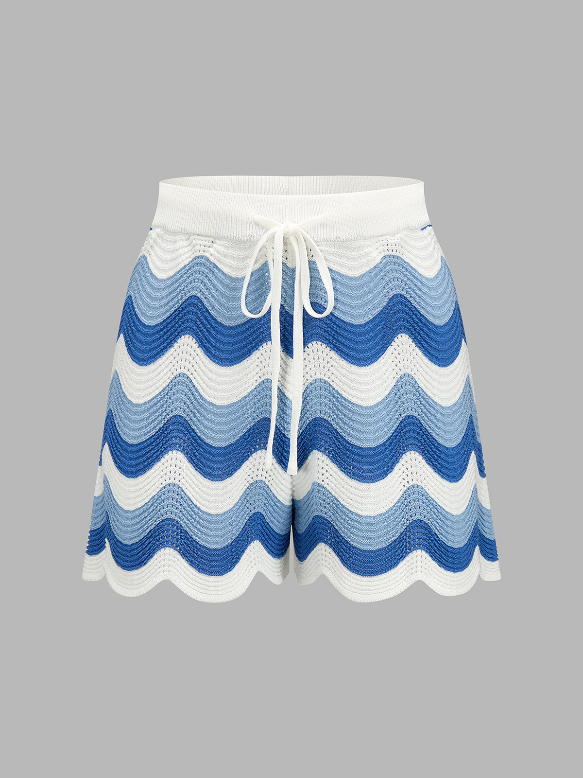 Wavy Knit Two Piece Shorts Set