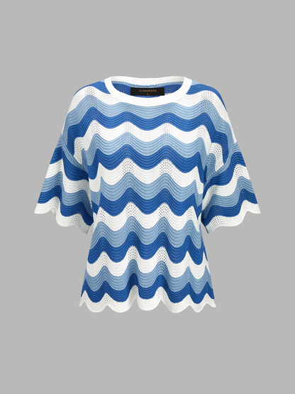 Wavy Knit Two Piece Shorts Set