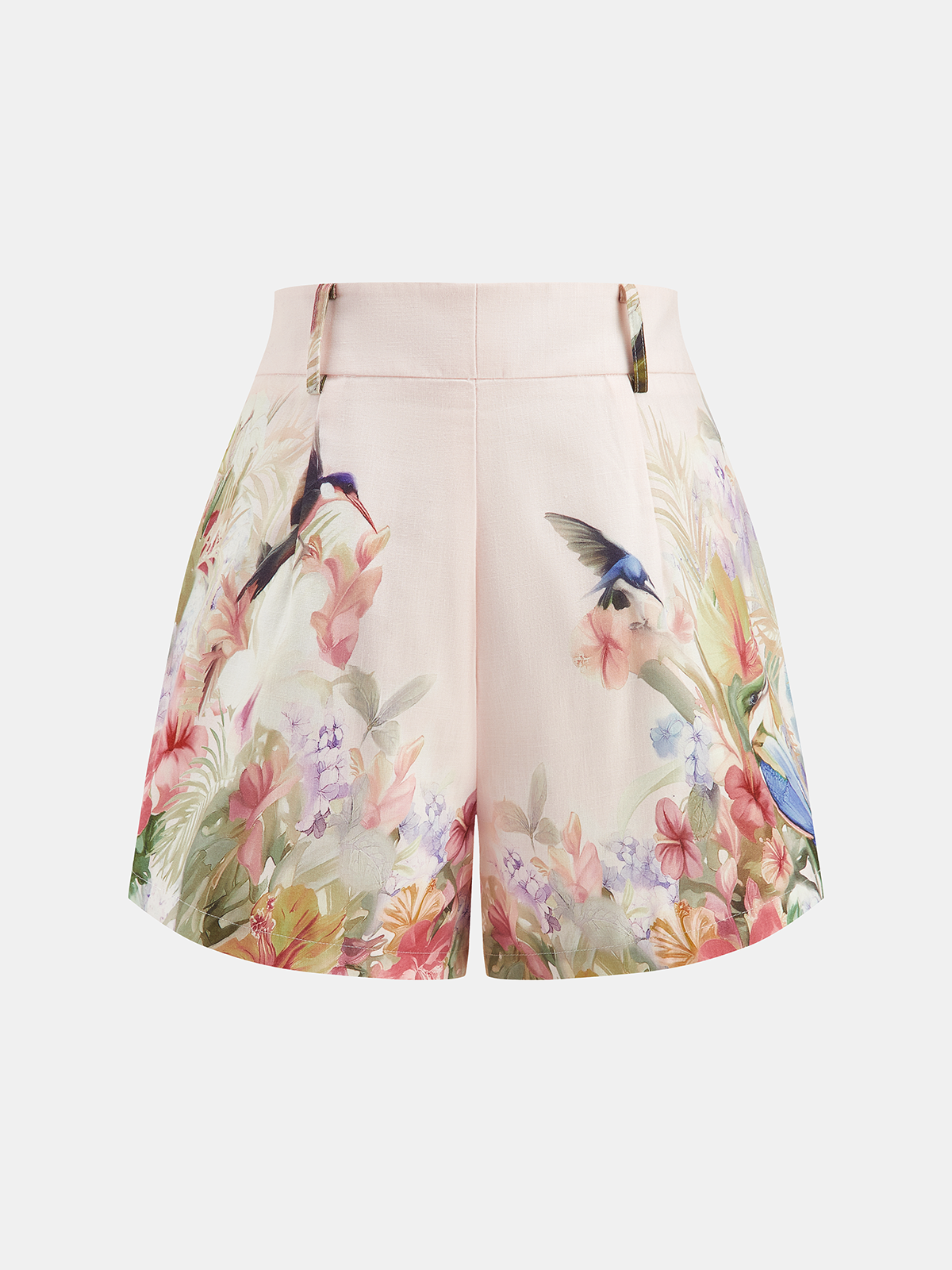 Watercolor Floral Print Vest & Pleated Shorts Set