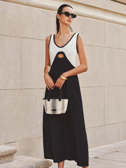 Cutout Color Block Sleeveless Maxi Dress