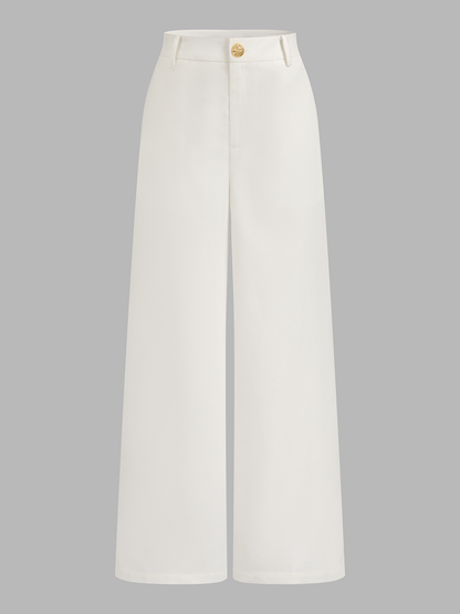 Embroidered Linen Blend Halter Top & Pants Set