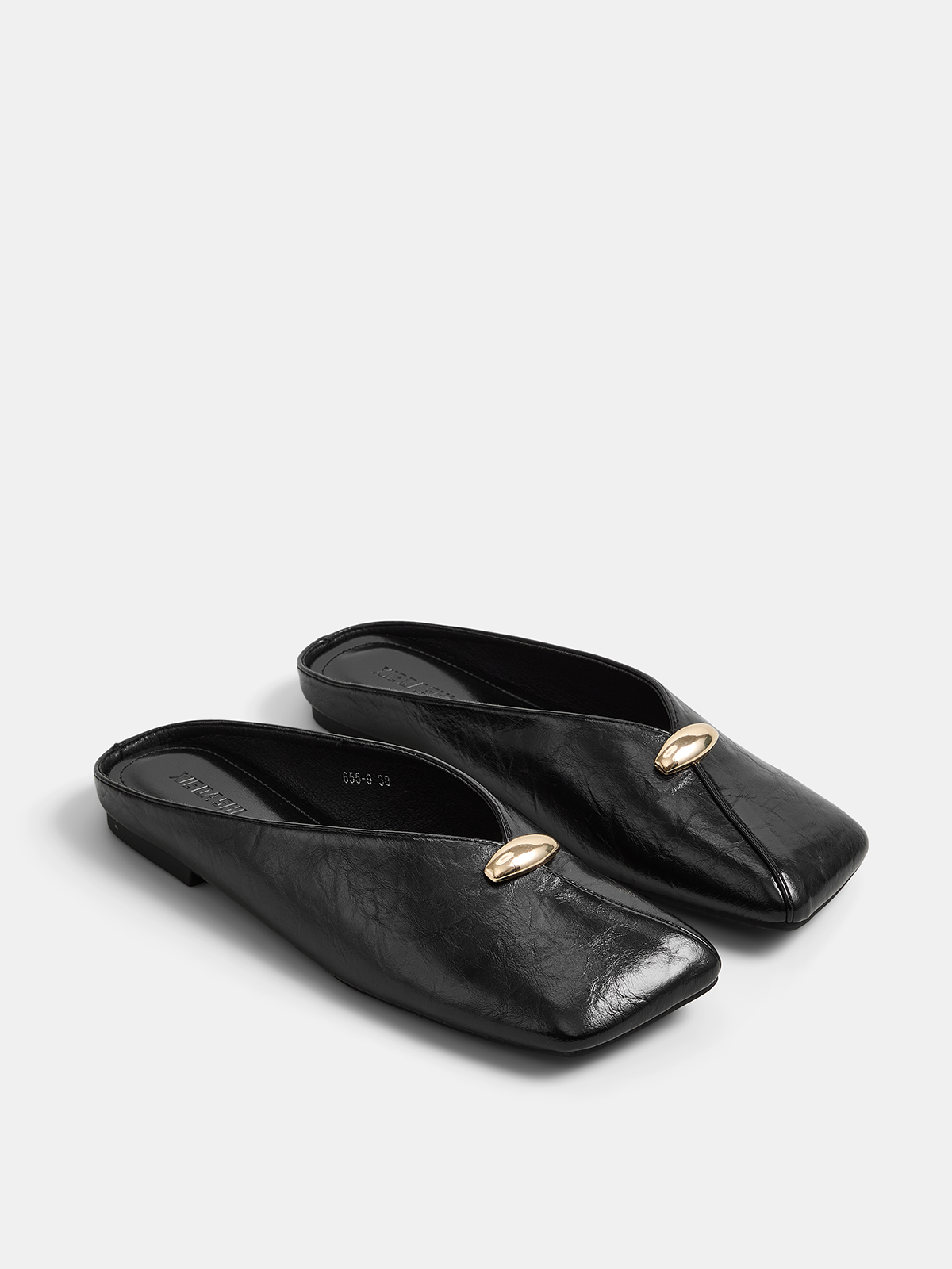 Square Toe Metal Decor Backless Mules