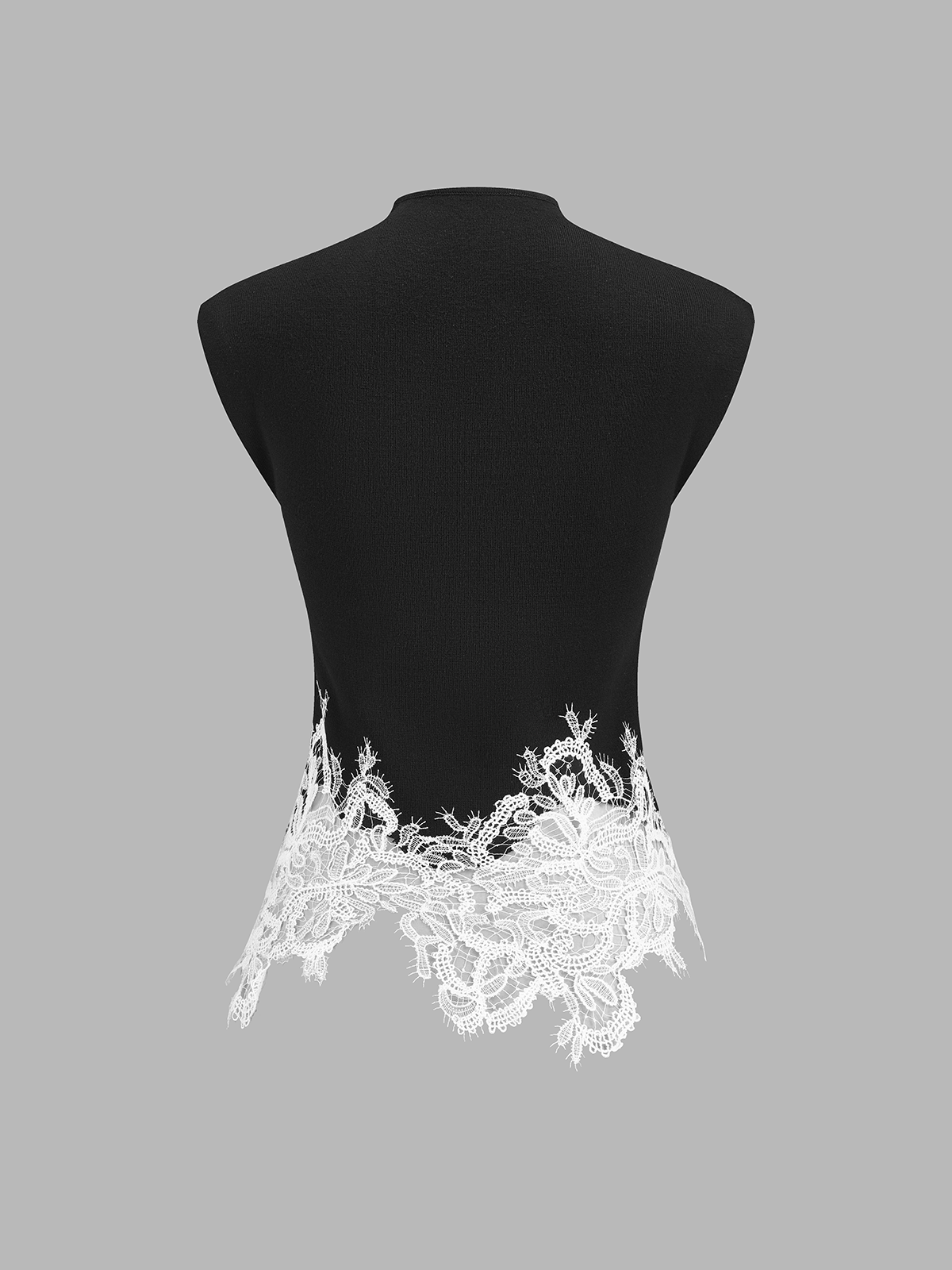 Keyhole Neck Lace Hem Tank Top