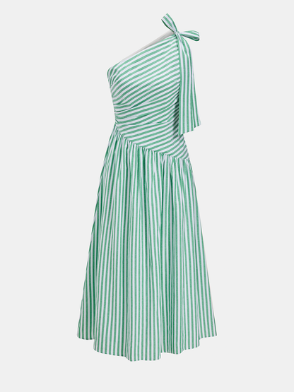 Striped One-Shoulder Maxi Dress
