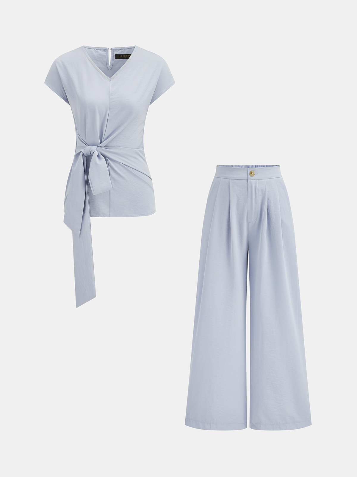 Tie-Waist Top & Wide-Leg Pants Set