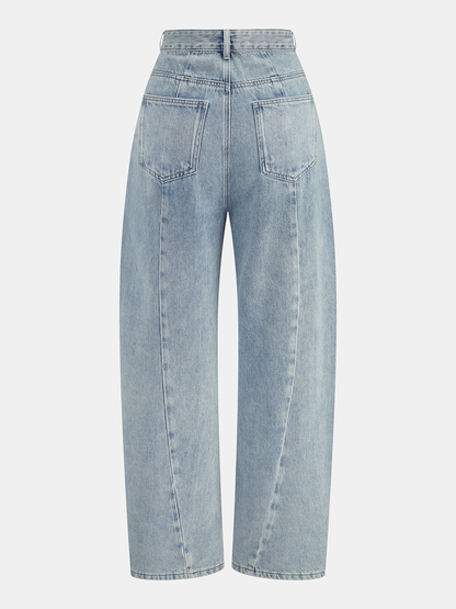 Pearl Rhinestone Embellished Curved Leg Jeans