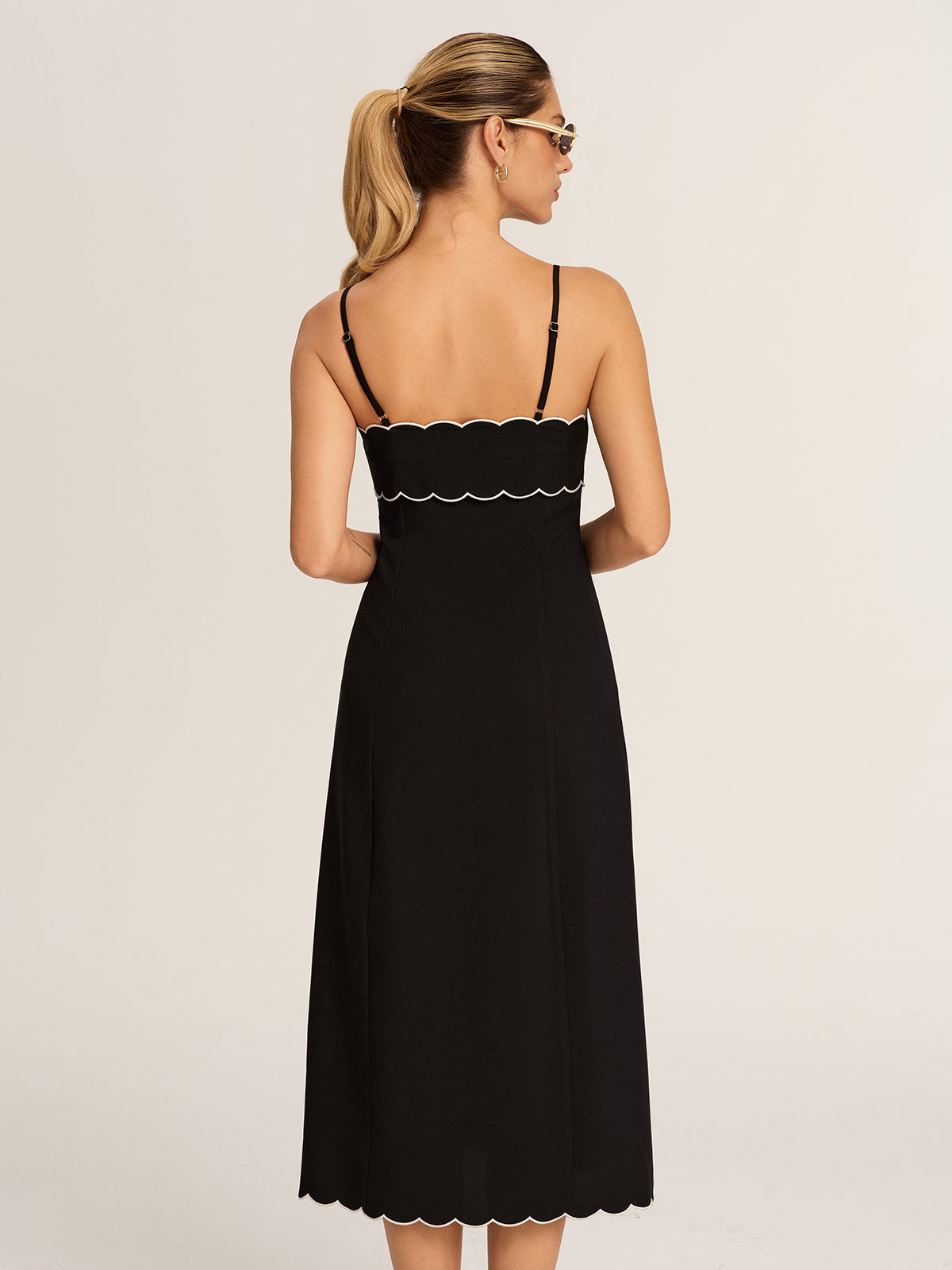 Scalloped Trim Midi Slip Dress