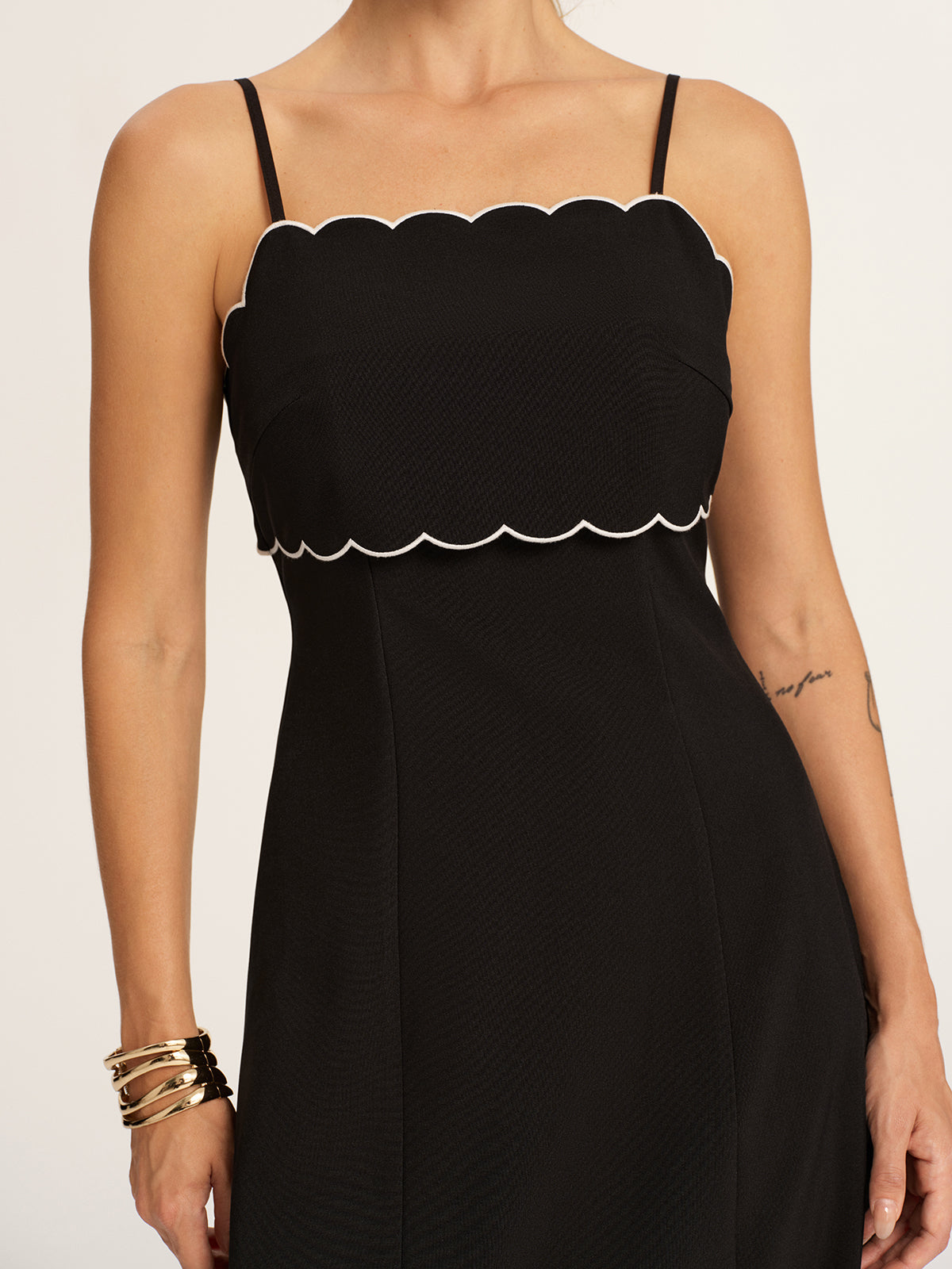 Scalloped Trim Midi Slip Dress
