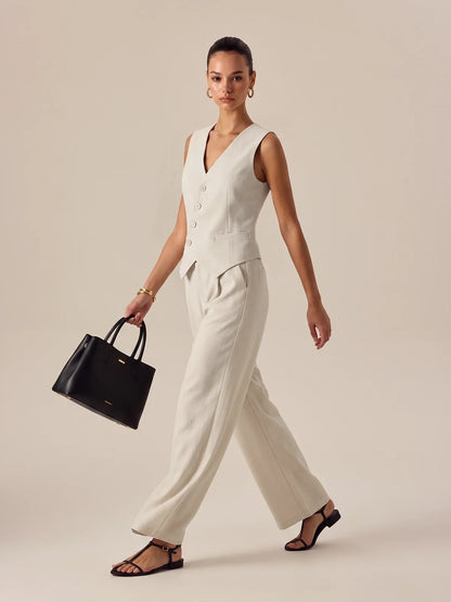 Sleeveless Asymmetrical Vest & Pants Set