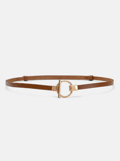 Slim Metal Buckle Leather Belt