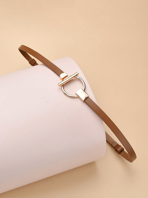 Slim Metal Buckle Leather Belt
