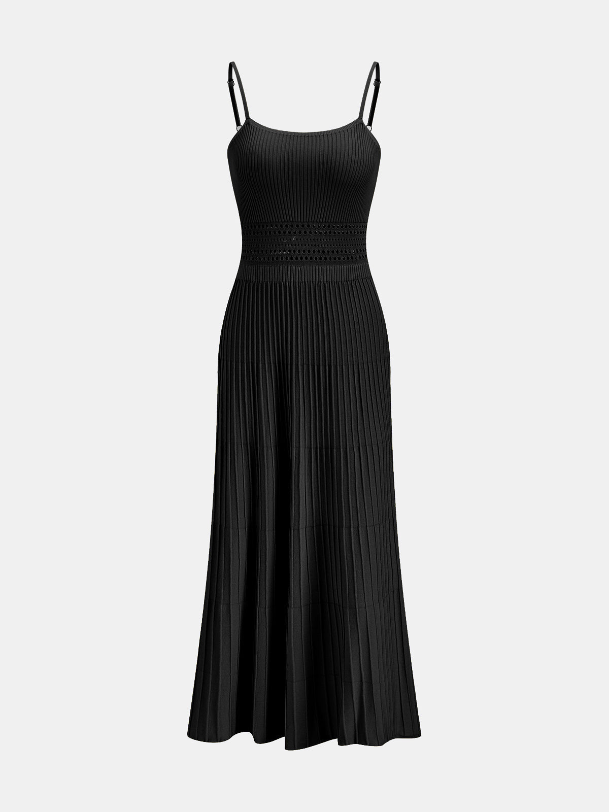 Openwork Ribbed Knit Cami Maxi Dress