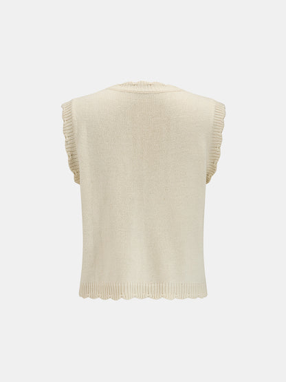Floral Embroidered Knit Vest