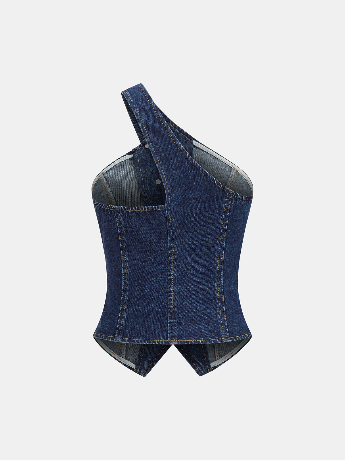 One Shoulder Buttoned Denim Vest