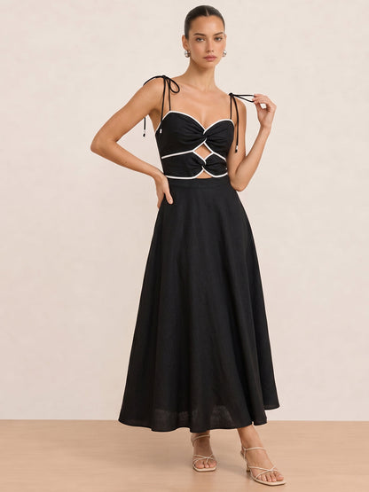 Cutout Tie Strap Maxi Dress