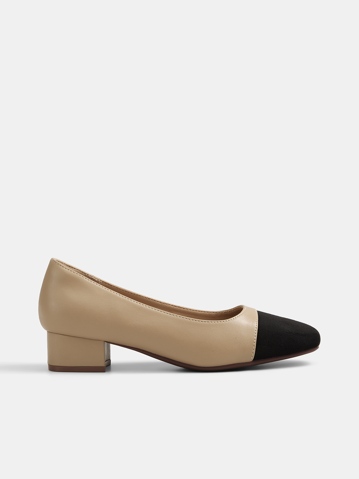 Block Heel Color Block Leather Shoes