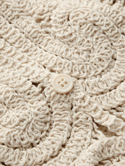 Crochet Sleeveless V-Neck Button Front Vest