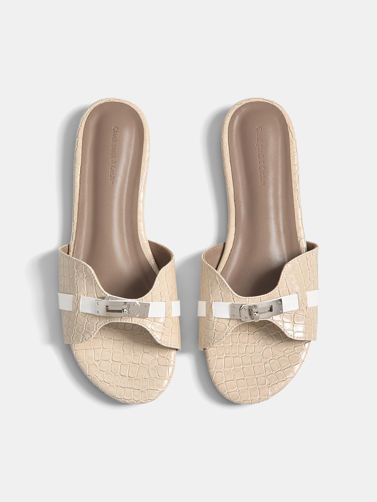 Crocodile Pattern Buckle Slide Sandals