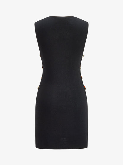 Amber Bead Cutout Sleeveless Knit Mini Dress
