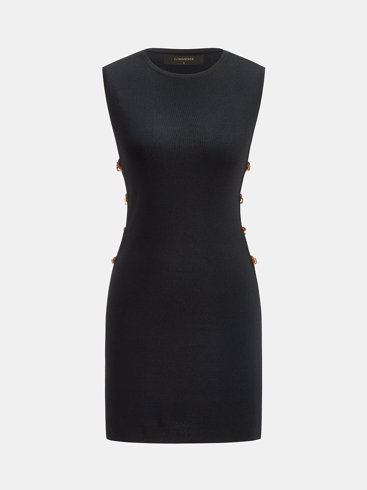 Amber Bead Cutout Sleeveless Knit Mini Dress