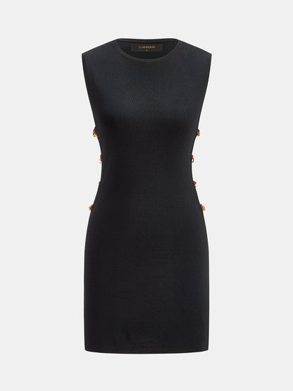 Amber Bead Cutout Sleeveless Knit Mini Dress