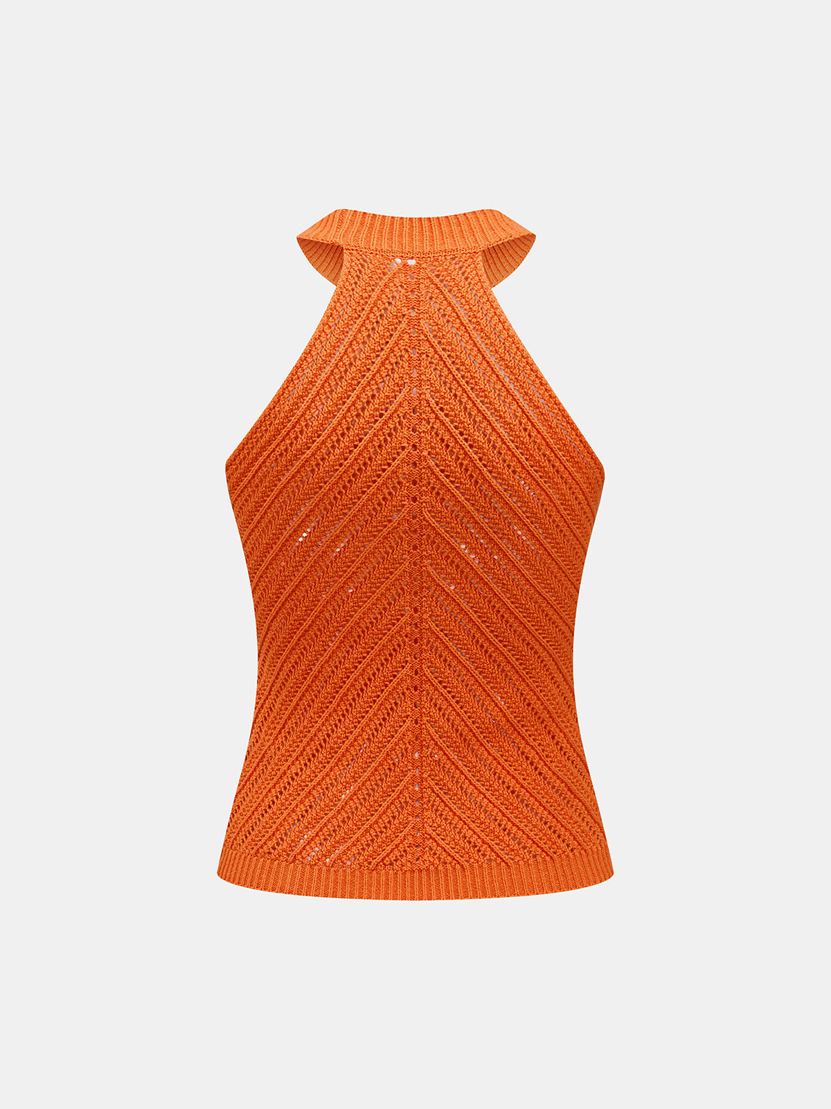 Openwork Knit Halter Neck Top