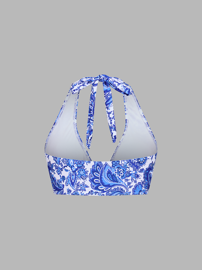Paisley Halter High Waist Bikini Set