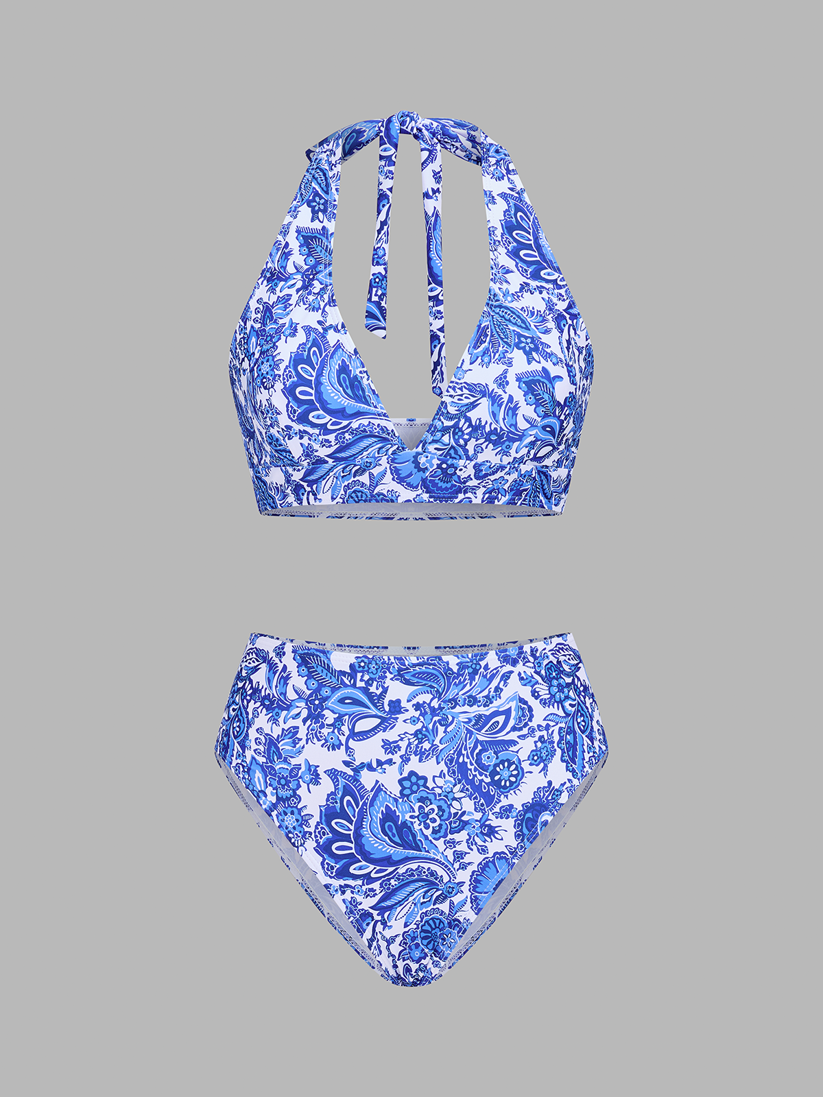 Paisley Halter High Waist Bikini Set