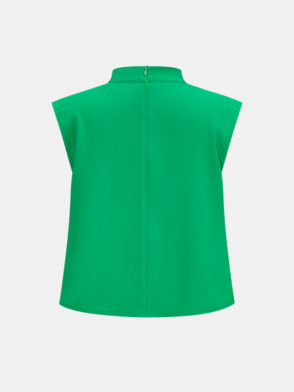 Draped Mock Neck Blouse & Tie-Waist Mini Skirt Set