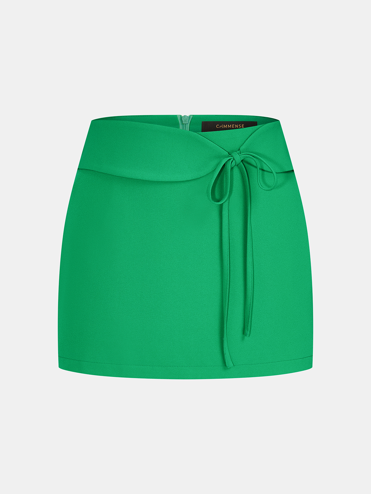 Draped Mock Neck Blouse & Tie-Waist Mini Skirt Set