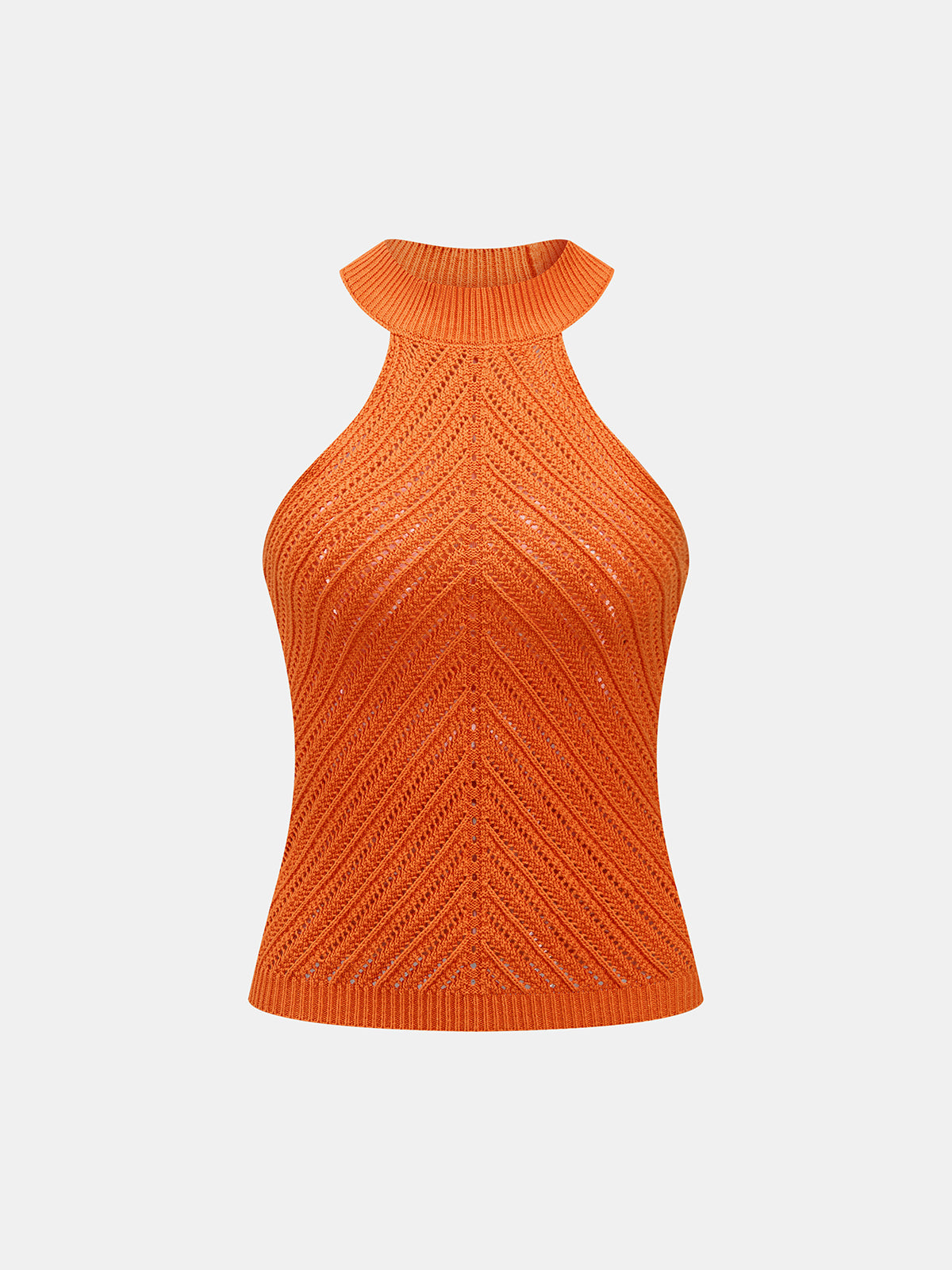 Openwork Knit Halter Neck Top